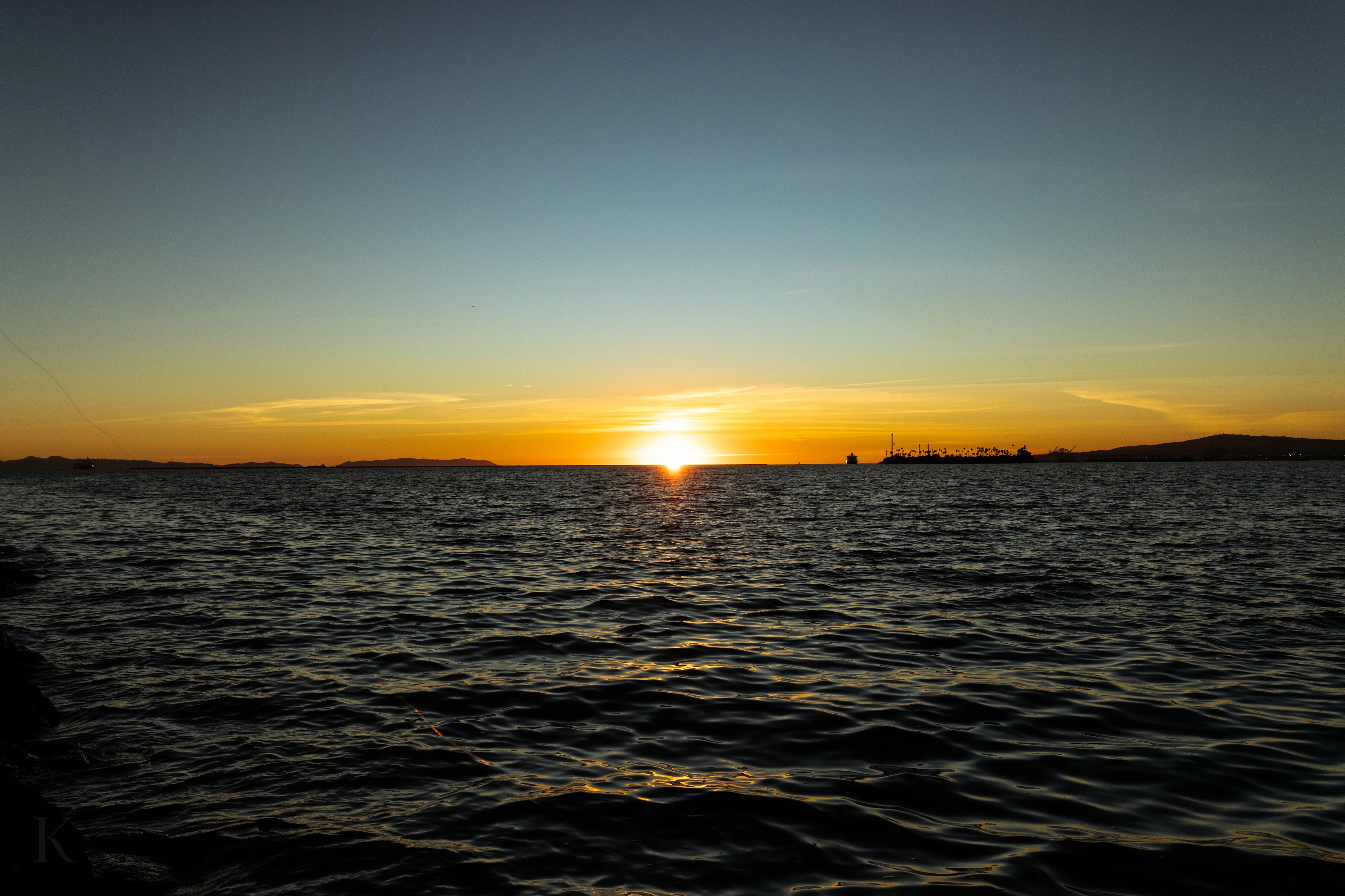 Sunlight striking the ocean.